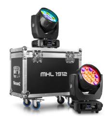 BEAMZ MHL1912 Kit 2 Moving Head Wash Zoom + Flightcase
